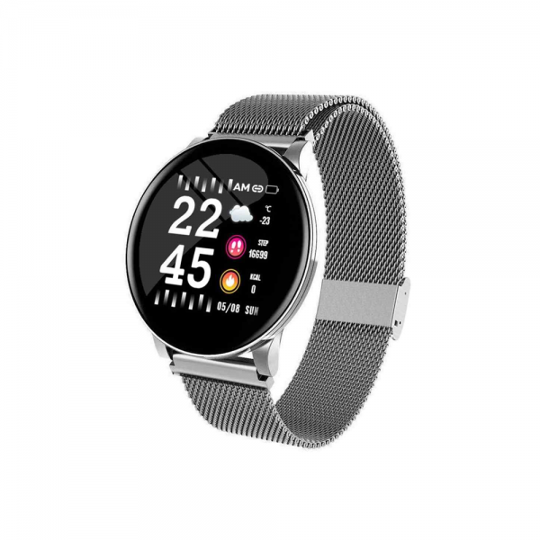 Smartwatch W8, 42mm, Bluetooth, IP67,Μαυρο - Ασημί 